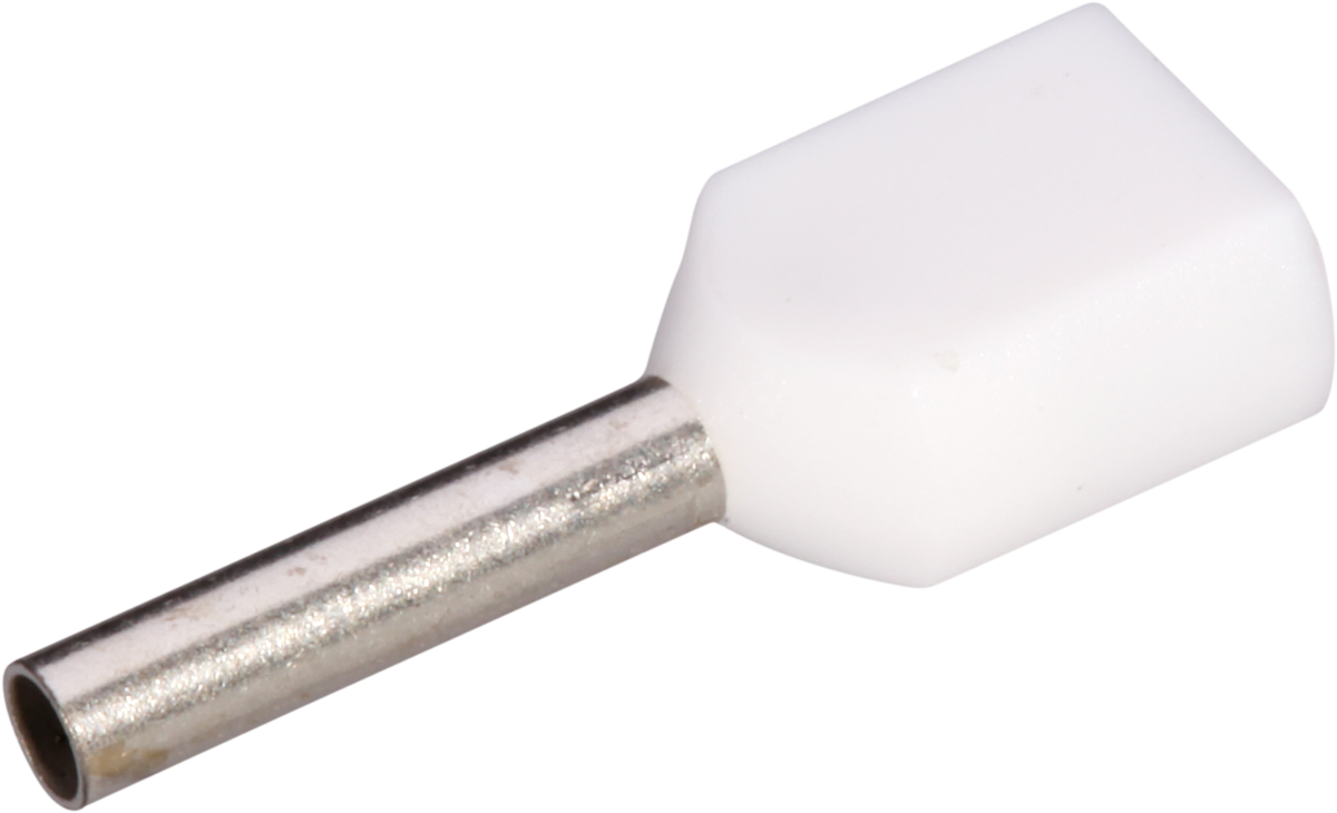 Zwillings-Aderendhülse isoliert 2×0.5mm²/8mm weiss
