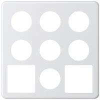 UP-Abdeckplatte basico 3×3 7×Ø43mm+2×Ausschnitt 58×58mm weiss