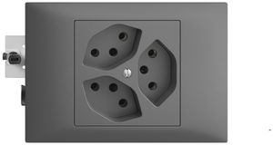 EB-Steckdose EDIZIOdue 3×T13 3×S 45…69mm dunkelgrau