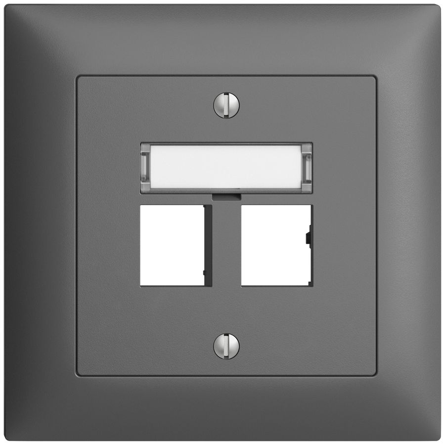 UP-Montageset EDIZIOdue Geradeauslass, für 2×RJ45 freenet, dunkelgrau