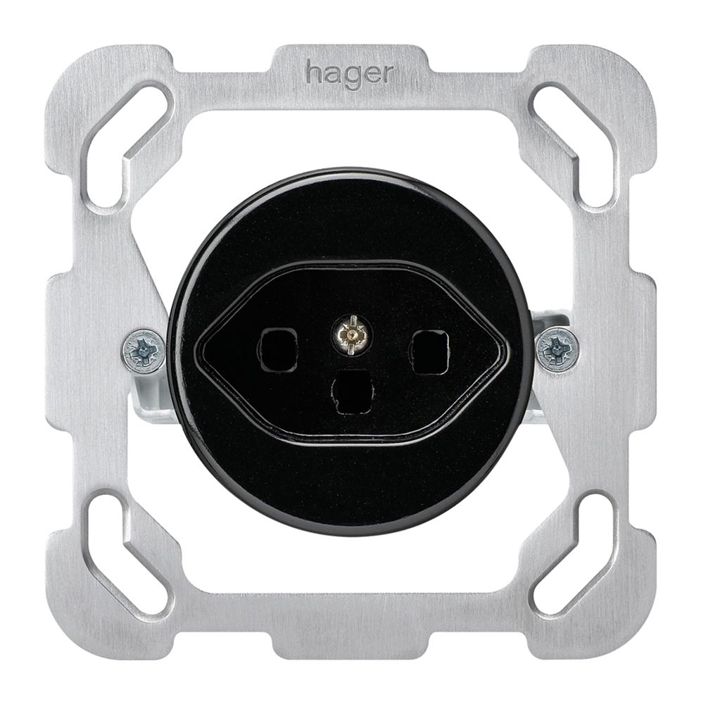 Insert pour prise ENC basico type 23 BM avec plaque de fixation noir