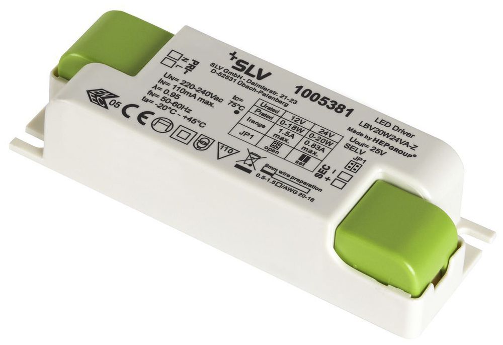 Convertitore LED SLV LBV20W24VA-Z UNI, 20W 12/24VDC max. 830/1500mA