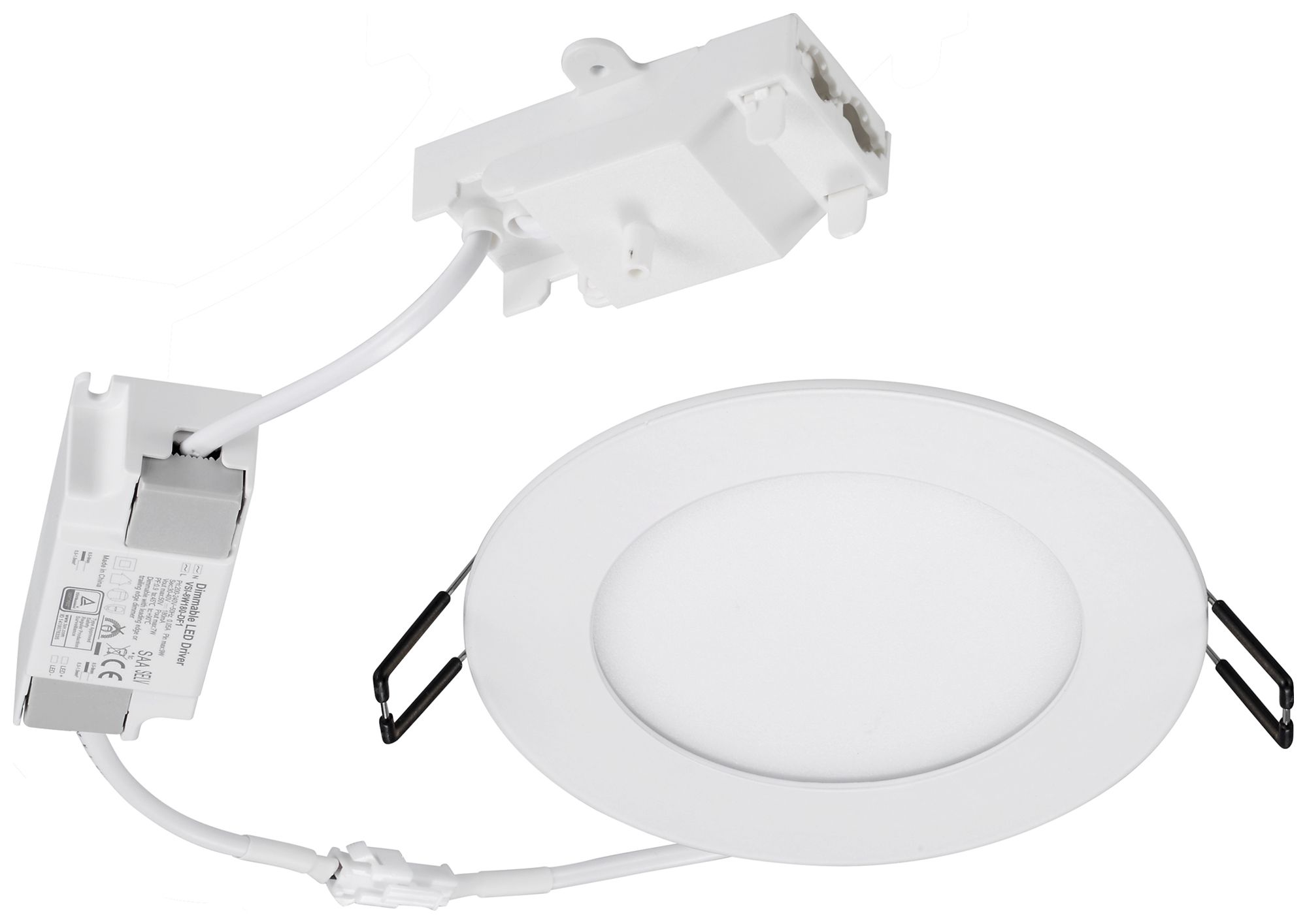LED-Downlight Sylvania Flat 108 7W 600lm 4000K IP44 120° DIM 120mm weiss