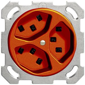 UP-Steckdose 3×T23 16A orange FH, mit Steckklemmen