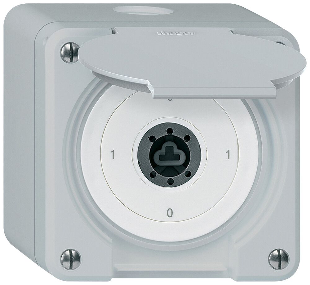 Interrupteur à clé AP robusto IP55 avec clapet sans cylindre S0/3P gris