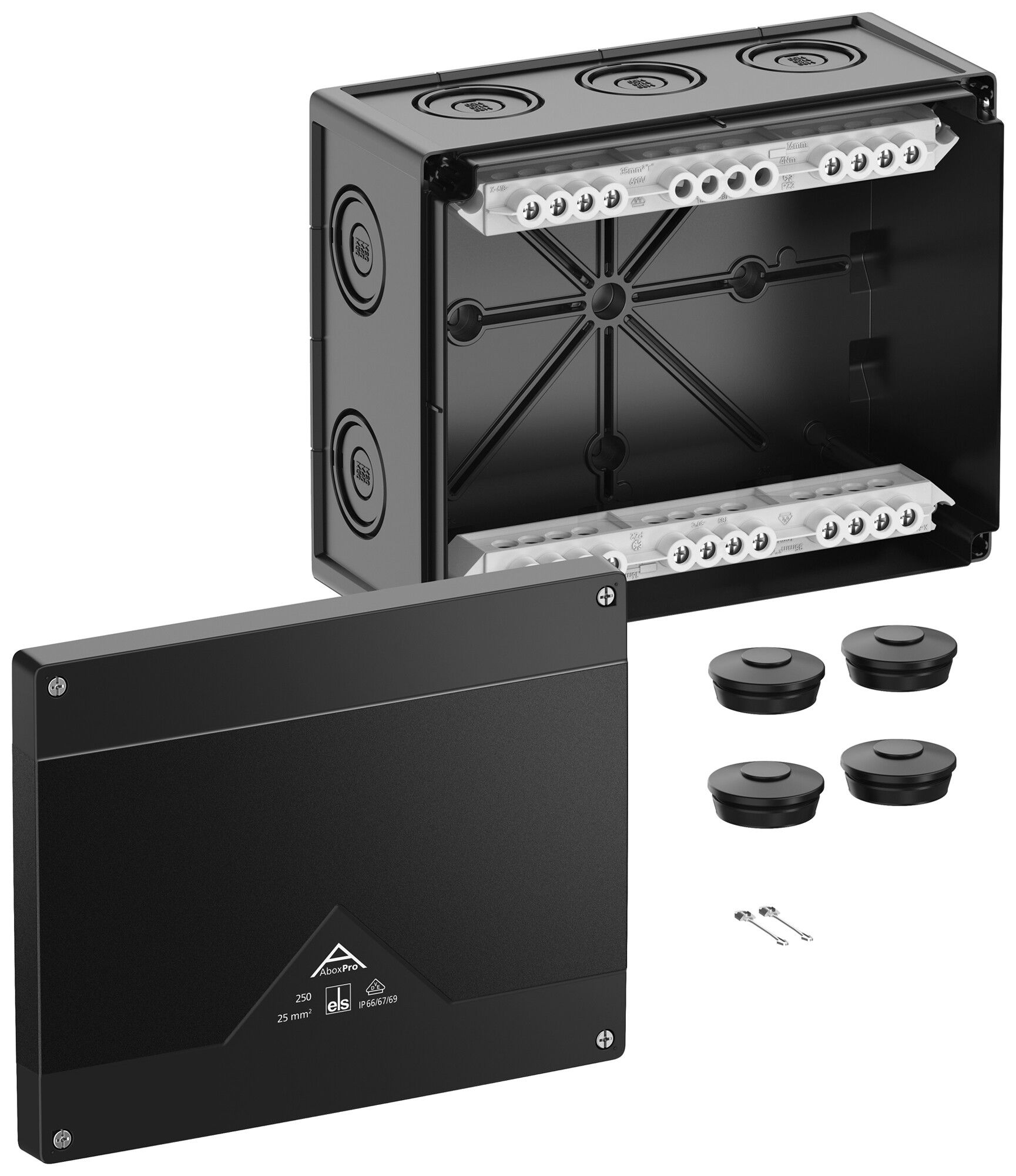 Scatola di derivazione AP Spelsberg Abox Pro 250-25²/sw 202×252×120mm IP69 ne