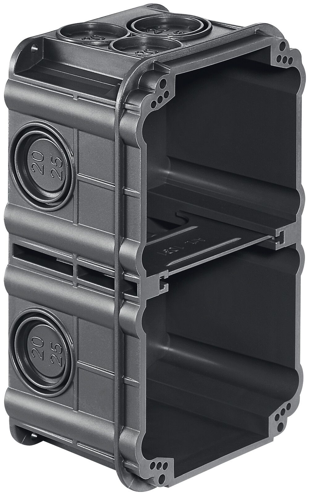 UP-Einlasskasten HSB Basic, Betondose, 2×1, 130×70×52 mm