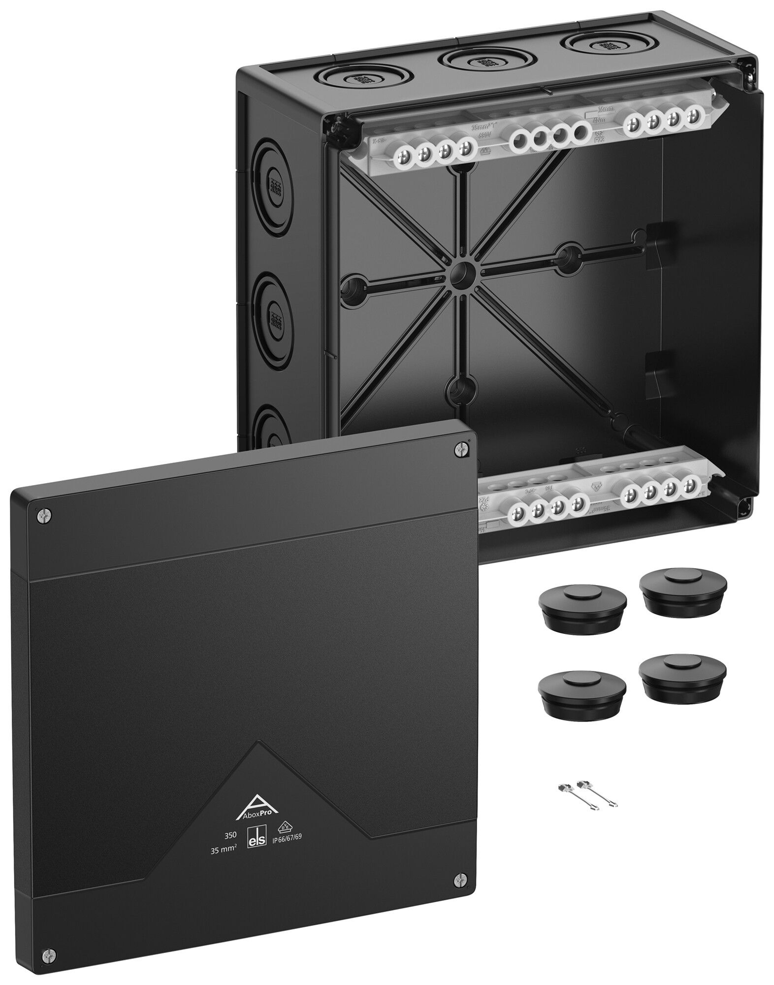 Scatola di derivazione AP Spelsberg Abox Pro 350-35²/sw 252×252×120mm IP69 ne