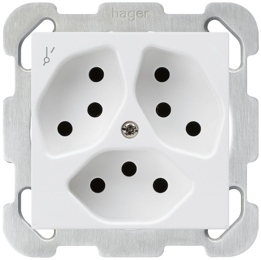 UP-Steckdose kallysto 3×T13/1S weiss mit Befestigungsplatte