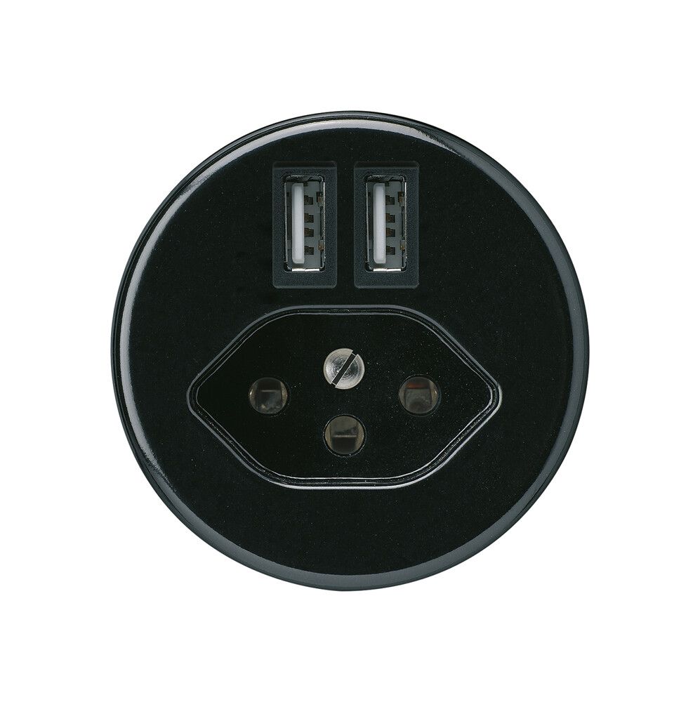 Presa 2×USB & tipo 13 basico A 2400mA nero