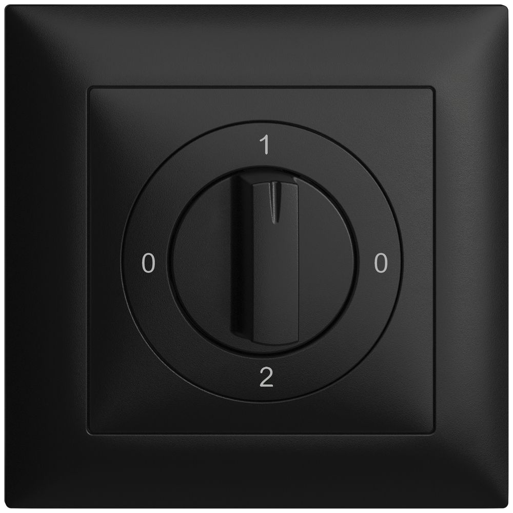Frontset EDIZIOdue 0-1-0-2 schwarz 88×88mm für Drehschalter