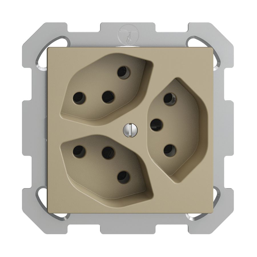 UP-Steckdose EDIZIOdue 3×T13 sand mit Shutter