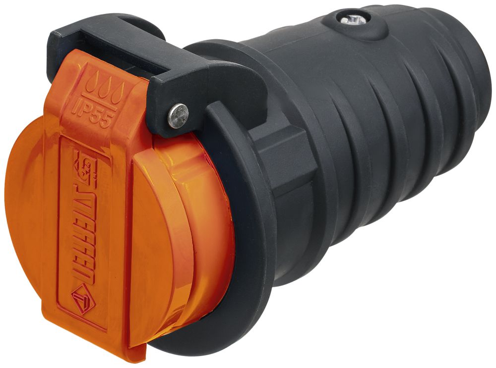 Prise mobile Steffen T15 IP55 10A 400V, anthracite/couvercle orange