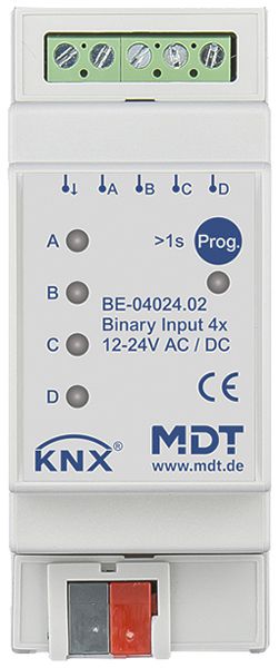 REG-Binäreingang KNX MDT BE-04024.02 4-Kan 12…24VUC 2TE