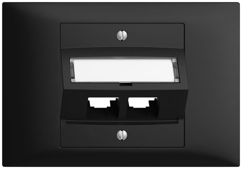 Kit di montaggio INS S-One EDIZIOdue BKE per 2×RJ45 obliquo, nero