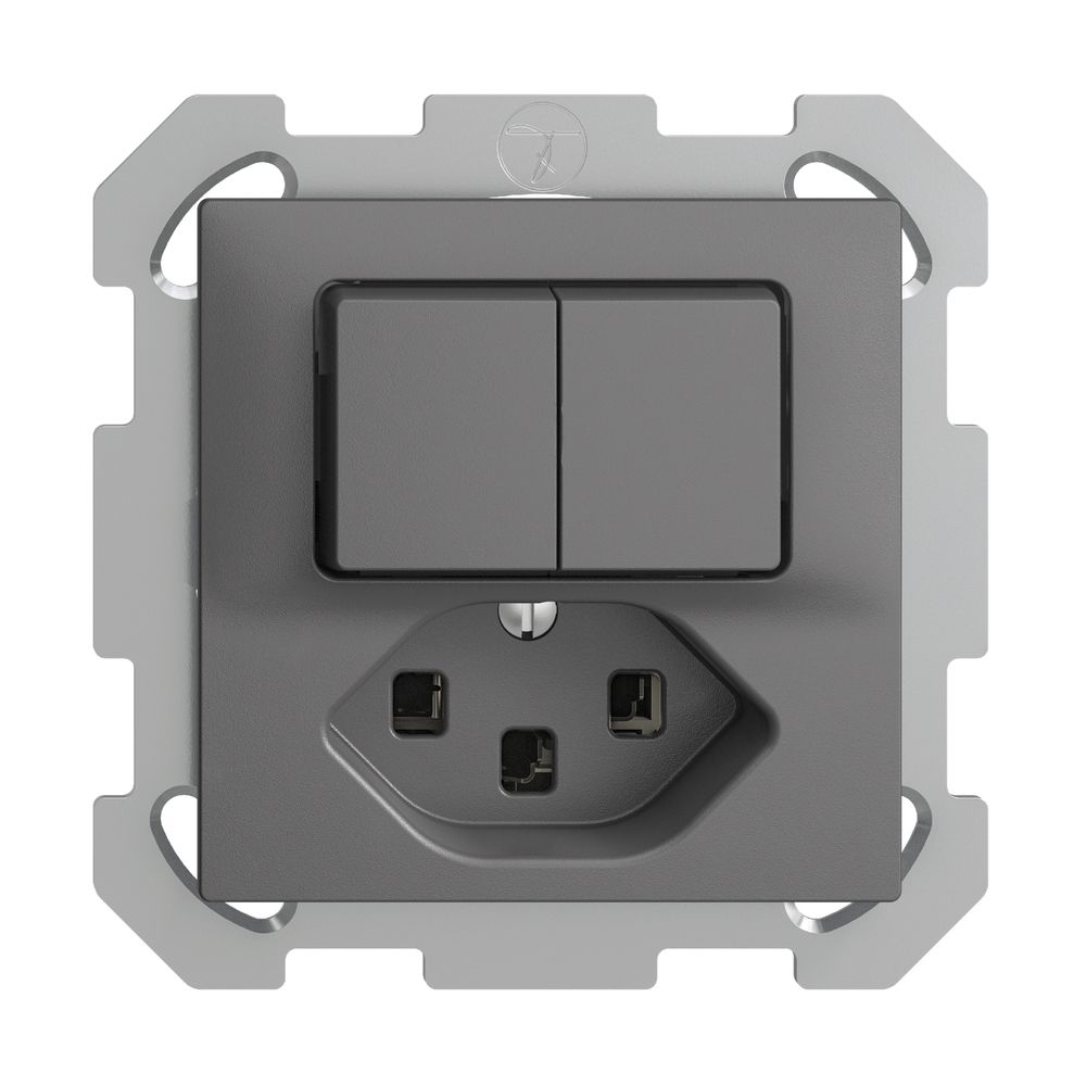 UP-Kombination 1/3+3/1L+T23 16A EDIZIOdue dunkelgrau
