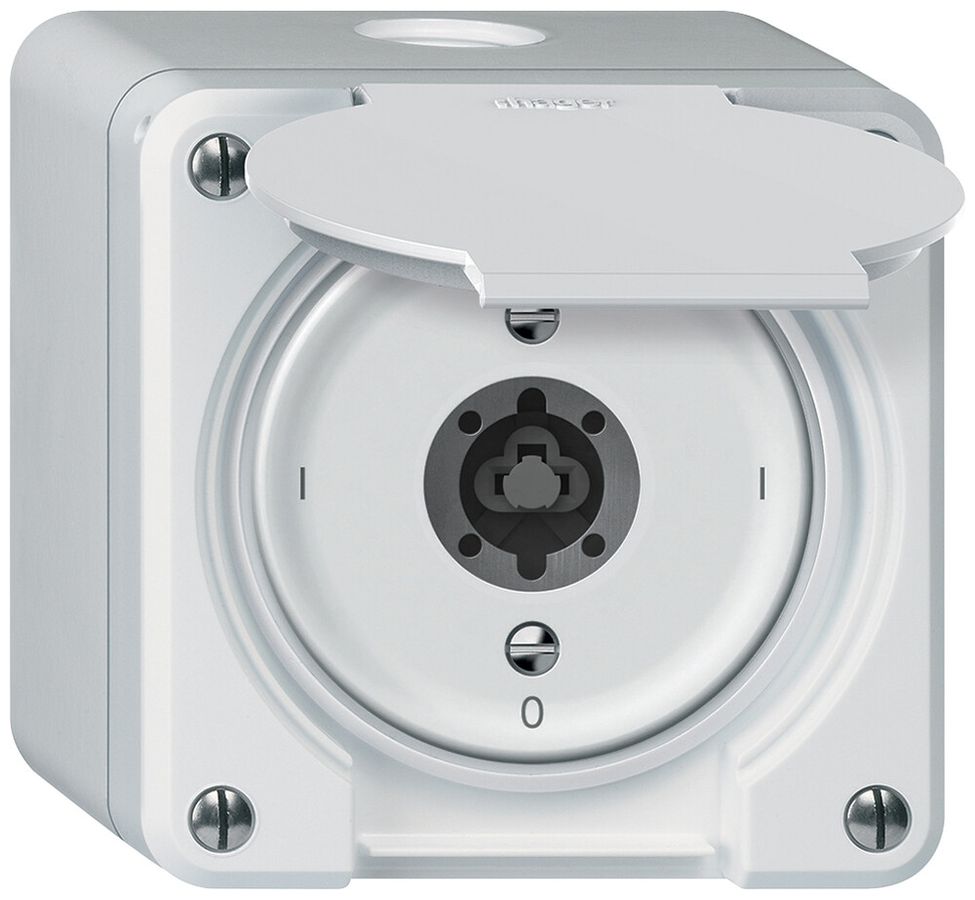 AP-Schlüsselschalter robusto Ausschalter 1-polig 16A 250V 86×86mm weiss