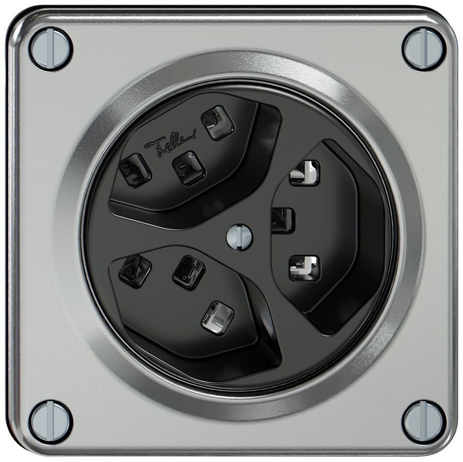 Presa ELEMENT 3×tipo 23 16A 250V IP20 alluminio