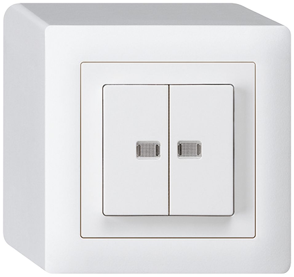 AP-Leuchtdruckschalter kallysto 1/3+3/1 mit 2 Linsen weiss