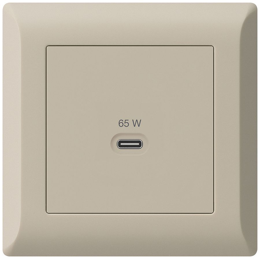 UP-USB-Ladesteckdose Hager kallysto.line Typ C 65W 3250mA beige