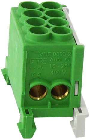 Borne principale HLAK 1L, 4×25mm², vert
