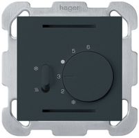 UP-Thermostat Hager kallysto B, mit Schalter Heizen/Kühlen, schwarz