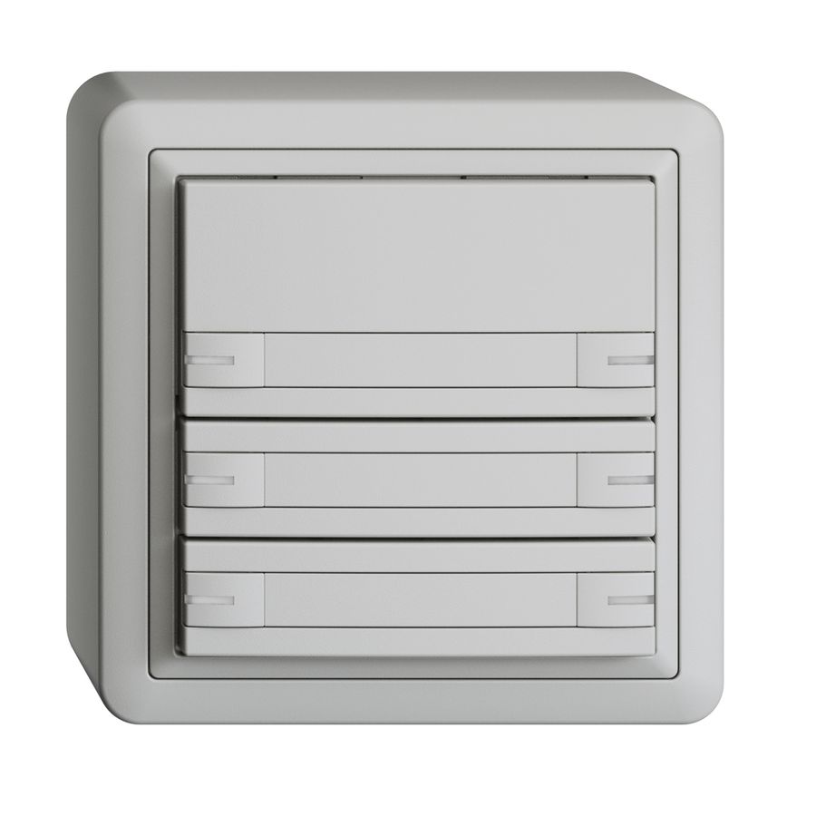 Poussoir KNX RGB AP EDUE, 250mW, a.LED RGB, a.papier, 6×poussoir, 1×touche, grc