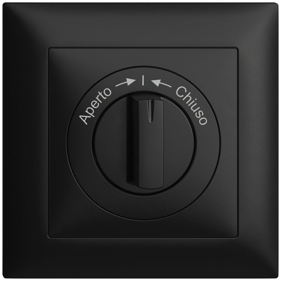 Frontset EDIZIOdue Aperto->I<-Chiuso schwarz 88×88mm für Schwenktaster