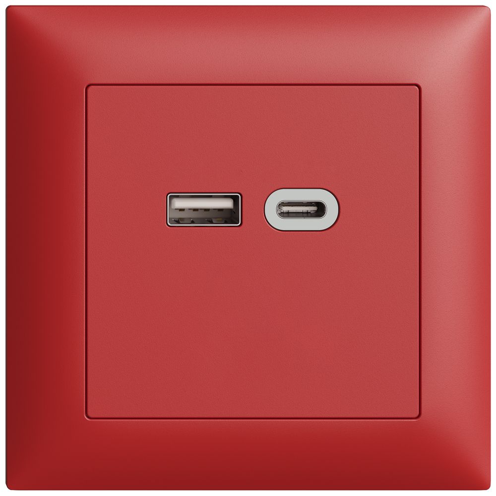 Prise ENC USB 18W type A + type C Feller EDIZIOdue FMI 230V 3600mA berry