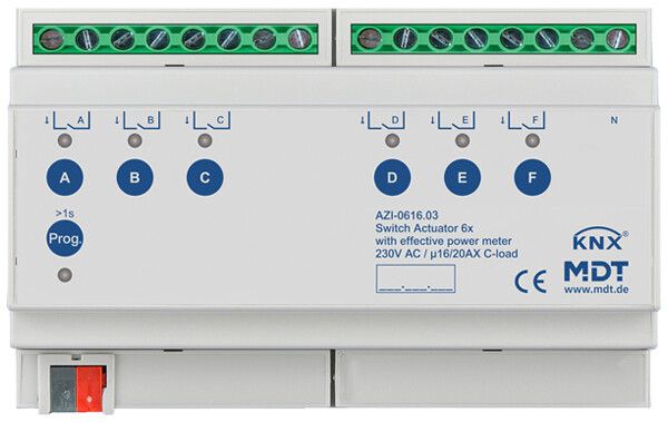 Actionneur-commutateur KNX AMD MDT AZI-0616.03 6-can 16A 230VAC 8UM