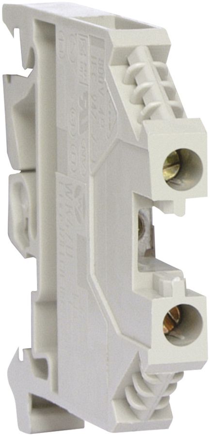 Durchgangs-Reihenklemme Hager 4mm², L, 800V/32A, Schraubklemme, seitlich offen