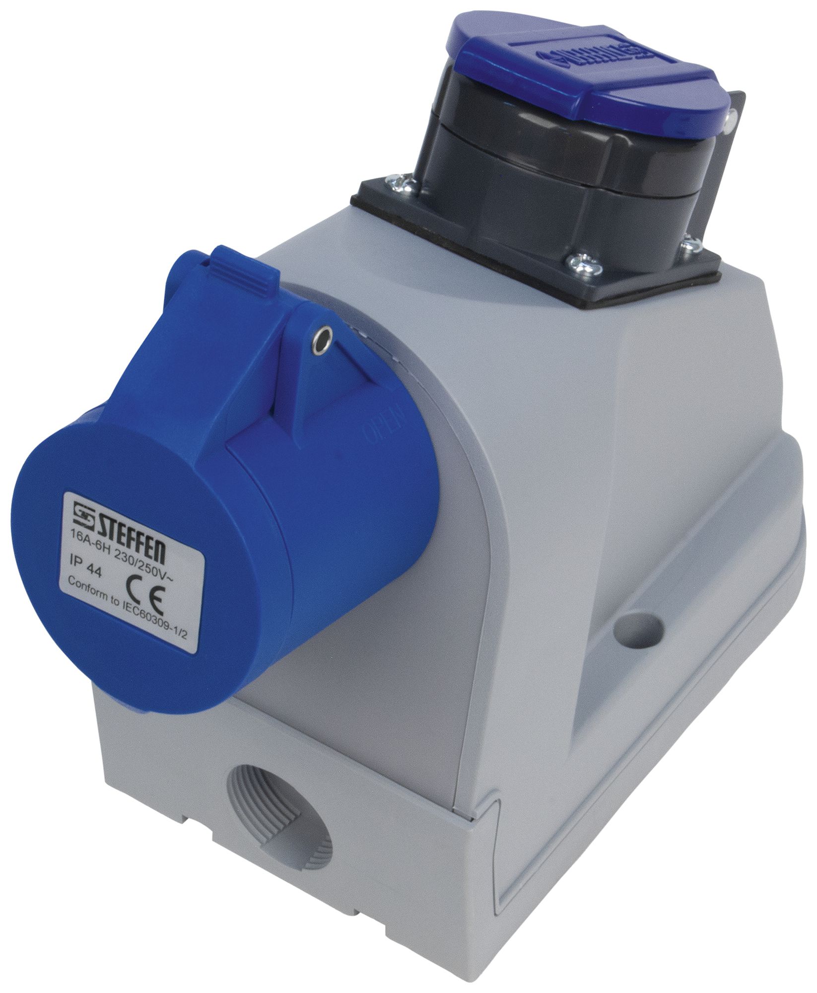 AP-Steckdose Steffen 1×CEE16 1LNPE 6h 230V+1×T23 IP44/IP55
