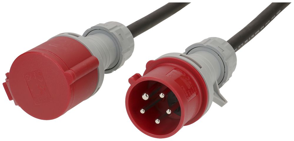 Prolunga MH CEE 16A/CEE 16A rosso 400V H07RN-F5G2.5mm² GDV 20m IP44 nero