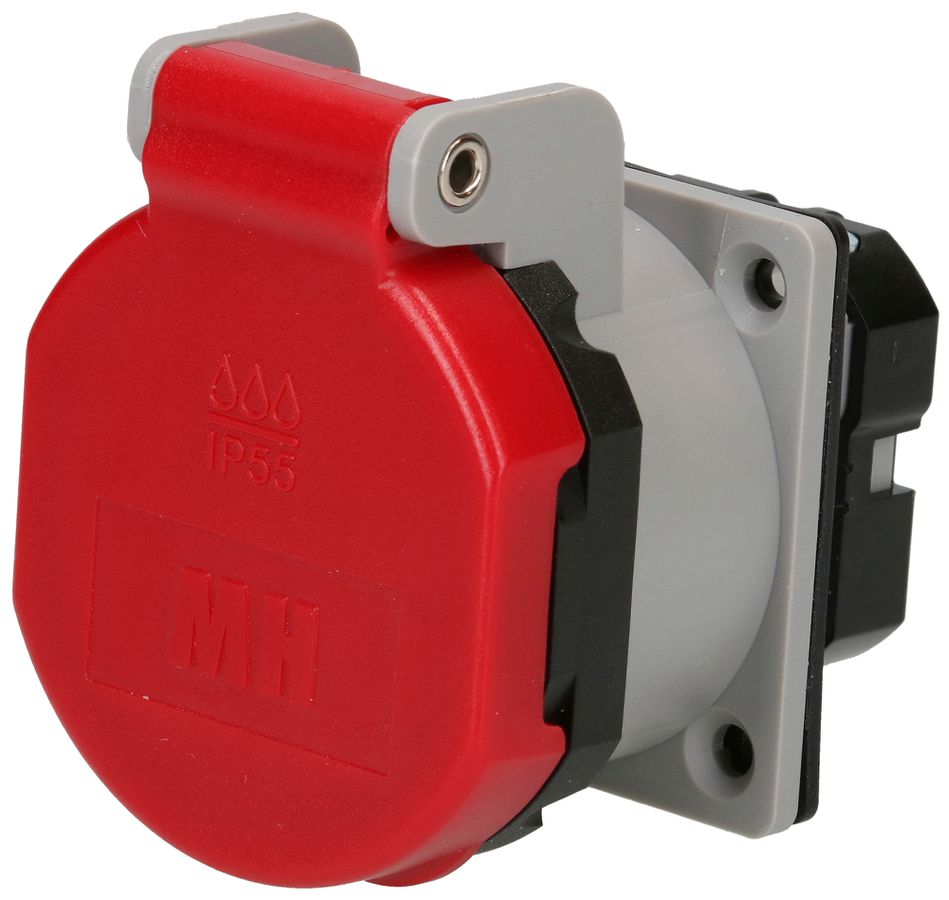 EB-Steckdose MAX HAURI 1× Schweizer Norm Typ 25 16A 400V 50×66×64mm IP55 rot