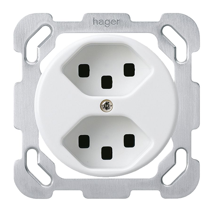 Insert pour prise ENC basico 2×type 23 blanc avec bornes enf.