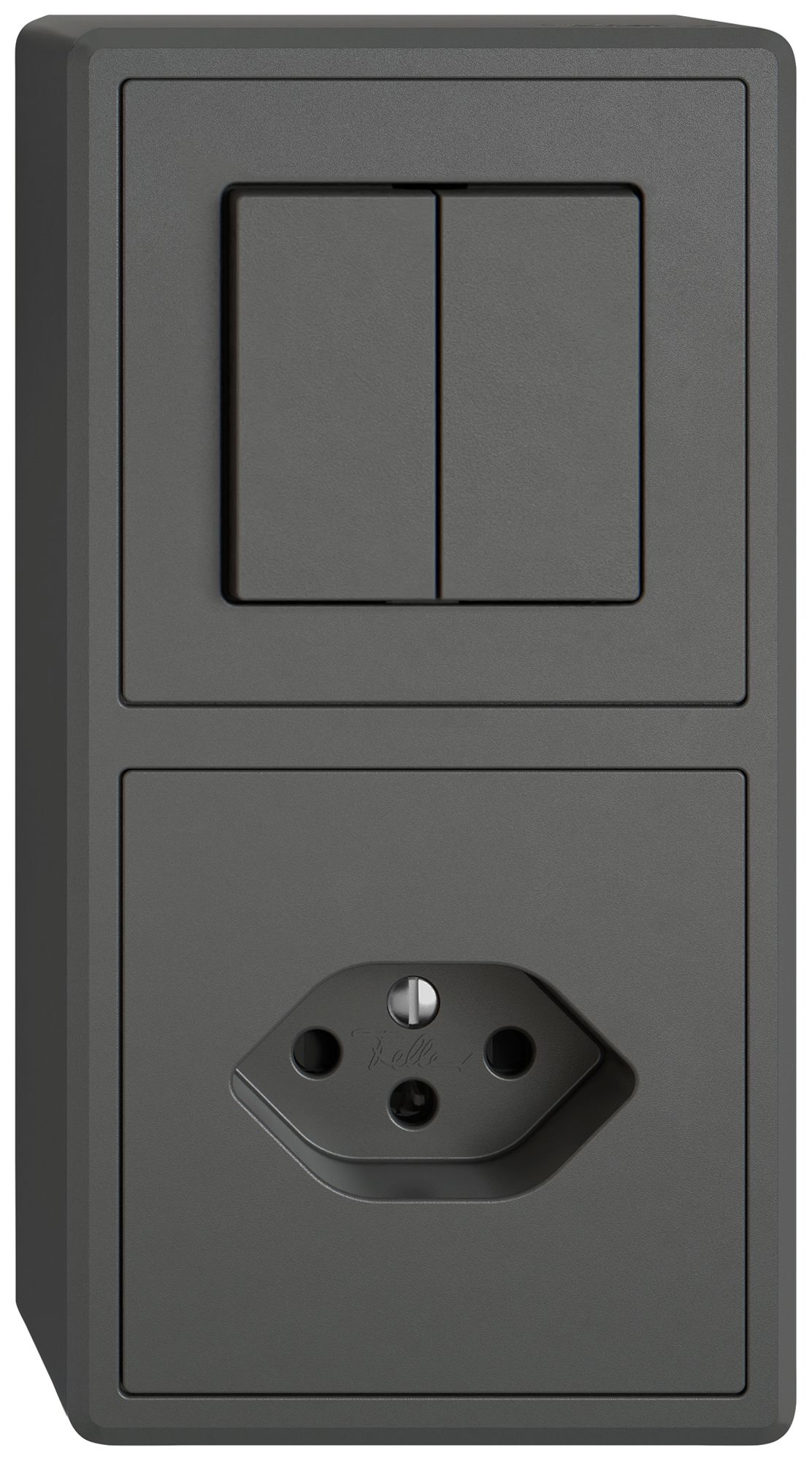 AP-Kombination EDIZIO.liv SNAPFIX® 2×1 140×74mm Schema 1/3+3/1L+1×T13 dunkelgrau