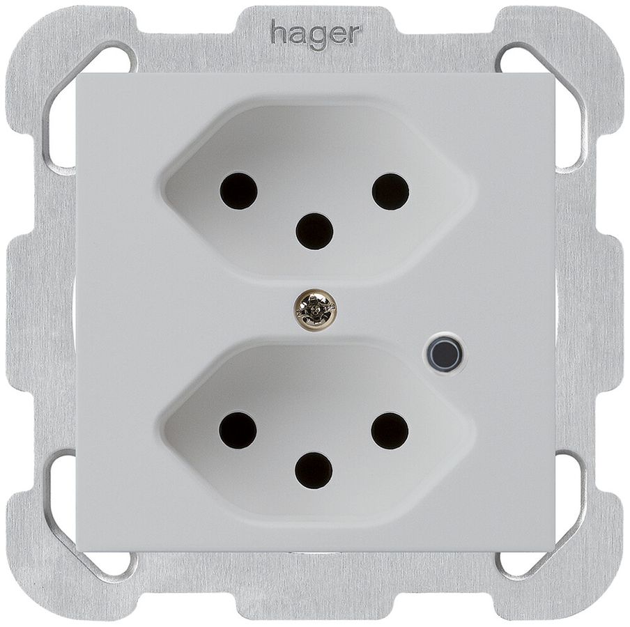 Presa INC Hager kallysto 2×T13 illuminato B grigio chiaro