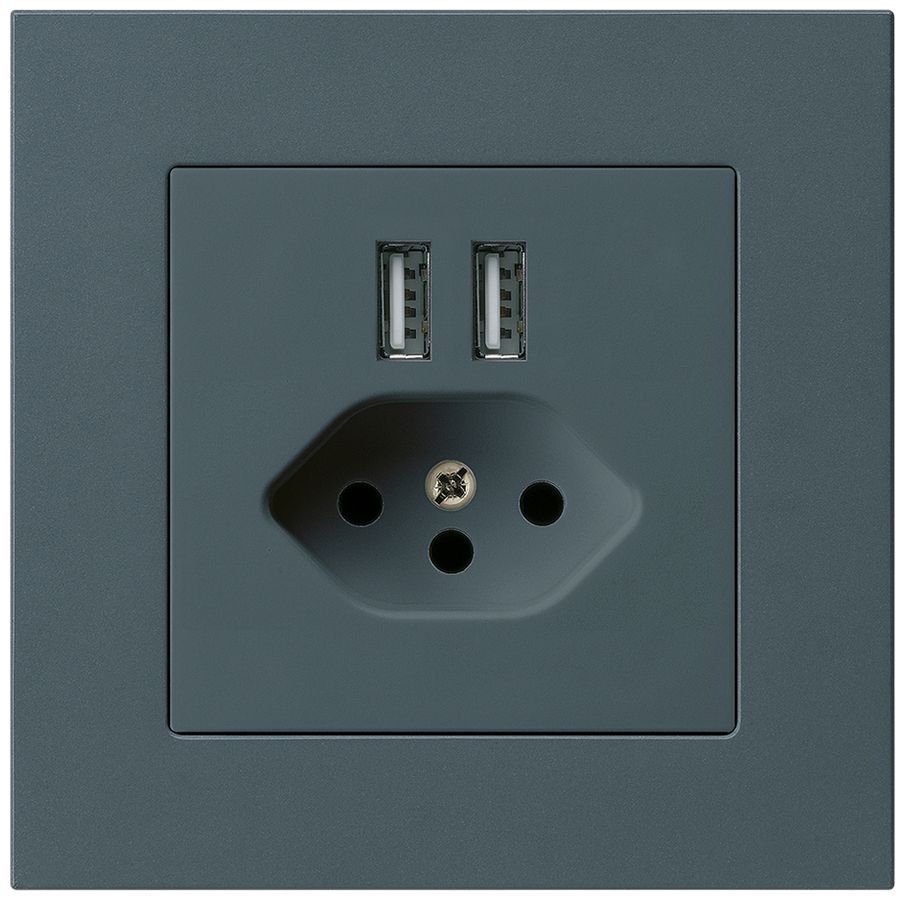 UP-Steckdose 2×USB & T13 kallysto.pro 2400mA anthrazit