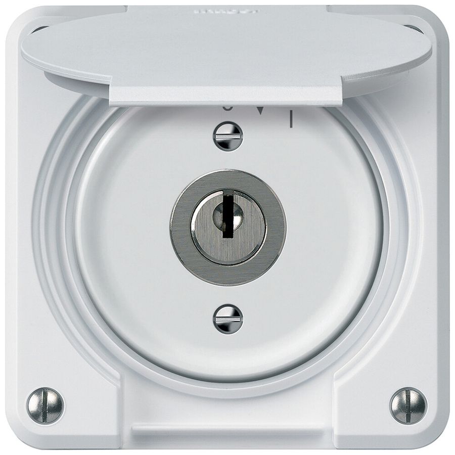 UP-Schlüsselschwenktaster robusto 2P 2NO 20A 250V 86×86mm weiss