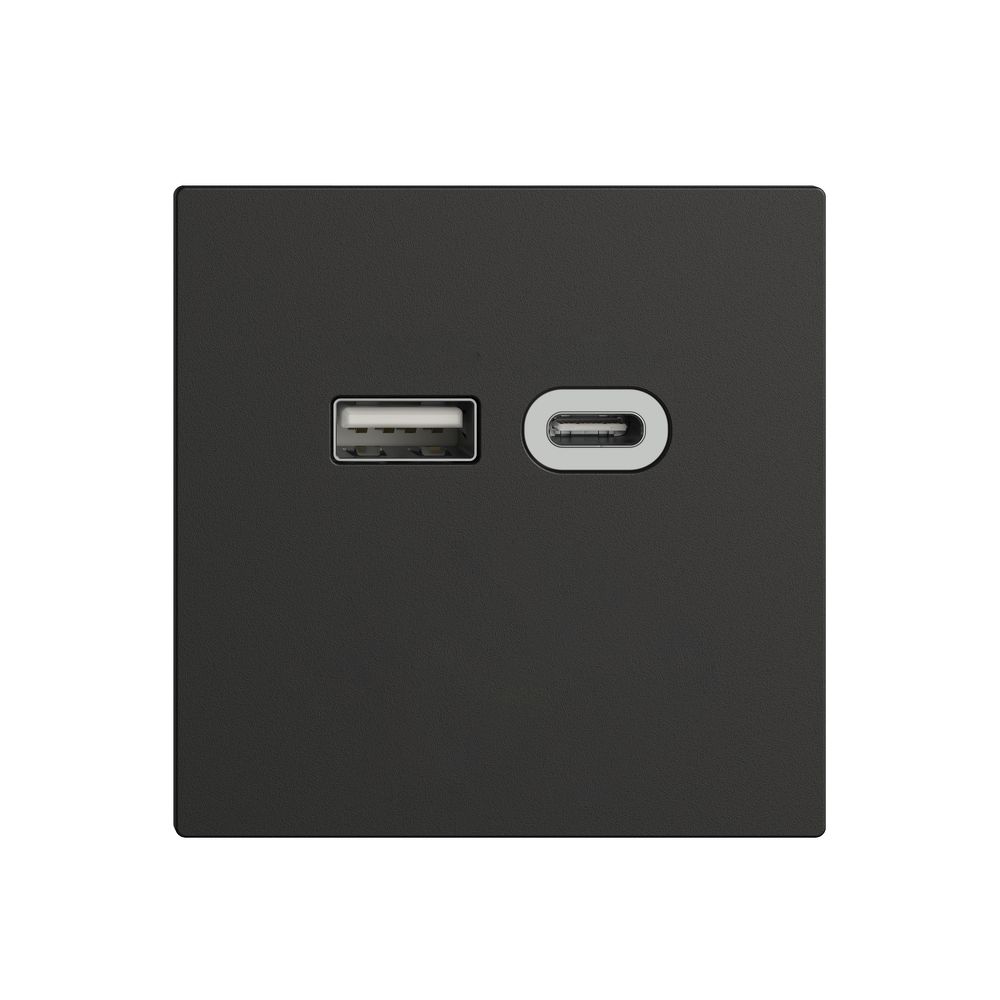 Prise USB 18W type A + type C Feller EDIZIOdue F 230V 3600mA noir