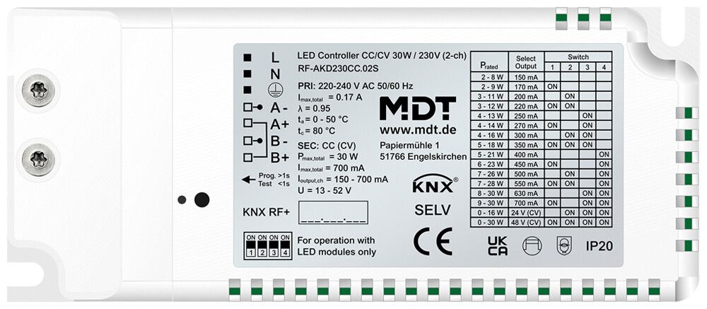 Alimentazione LED KNX MDT RF-AKD230CC.02S 2-can 30W 220…240V