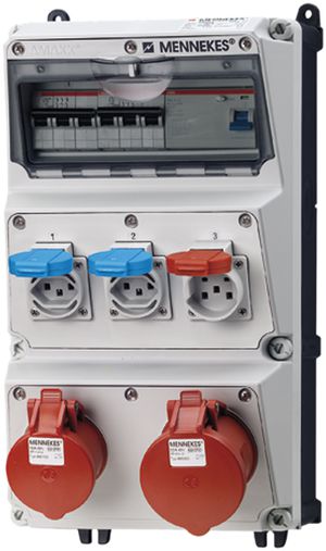 Stromverteiler Amaxx 40A 1×FI 2×LS 2×T23 1×T25 1×CEE16/CEE32/5L grau