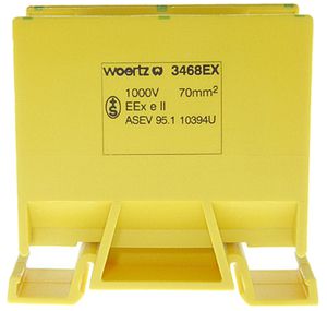 Borne de dérivation Woertz Ex 35…70mm² 192A 800V vis 2×1 rail DIN 35mm vt-jn