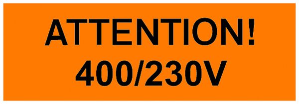 Warnaufkleber ATTENTION 400/230V 60×20mm selbstklebend rot