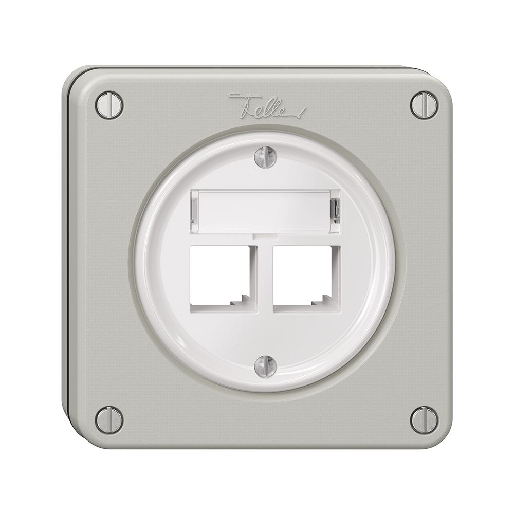 Kit de montage NUPU Feller S-One EASYNET, pour 2×RJ45, profondeur 28 mm, grc