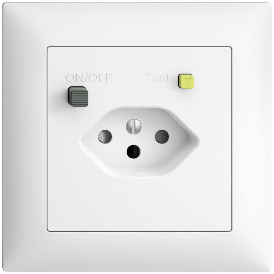 UP-Steckdose EDIZIOdue T13 FI 30mA FMI, shutter, weiss