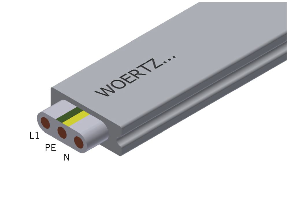 Flachkabel Woertz 3×2.5mm² halogenfrei grau B2ca