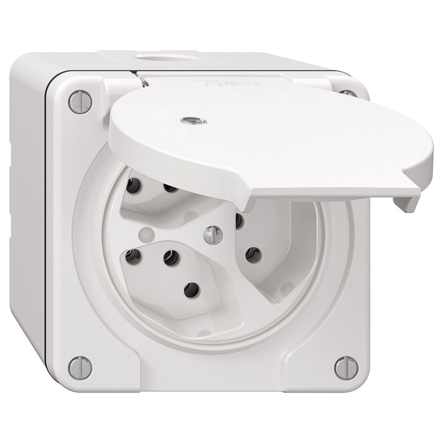 Prise NAP NEVO, 3×T13, IP21, a.LED, blanc