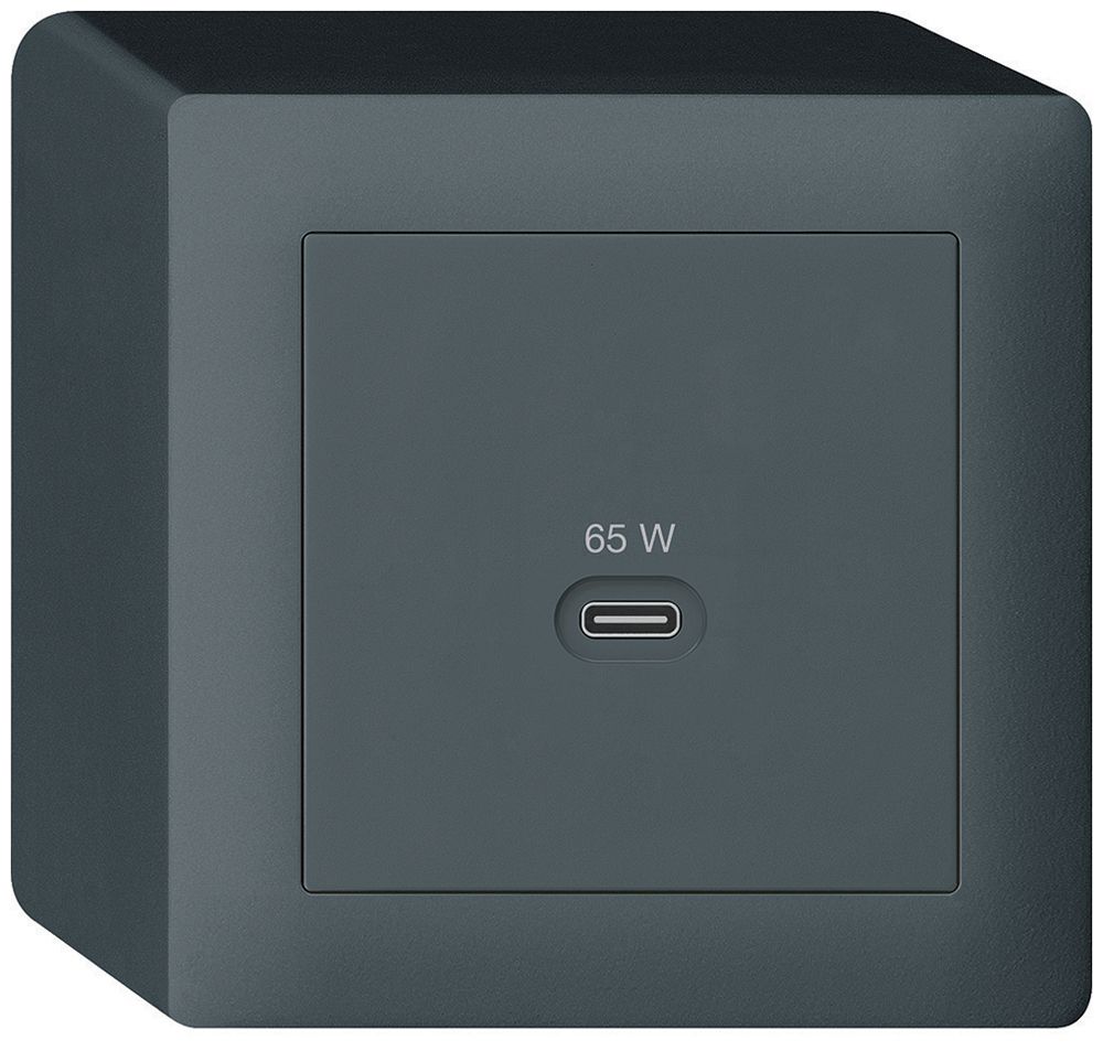 Prise de charge USB AP Hager kallysto type C 65W 3250mA anthracite