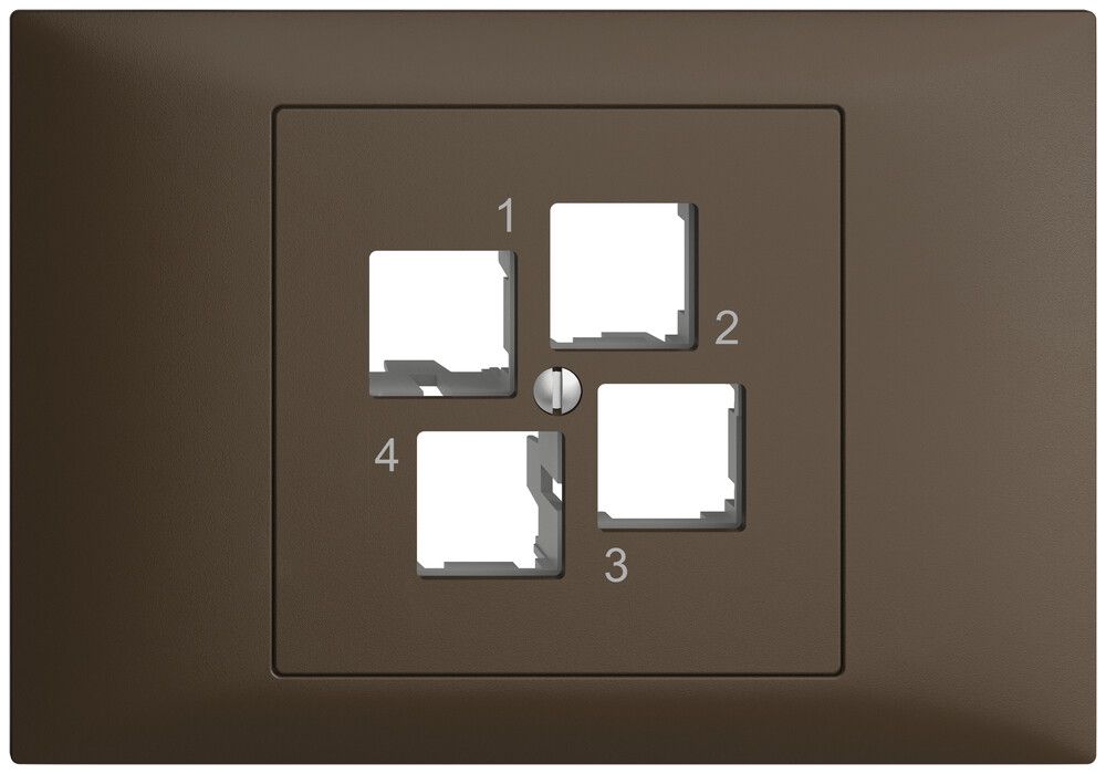 Kit di montaggio INS Edue BKE EASYNET S-One, per 4×RJ45, uscita dritta, coffee